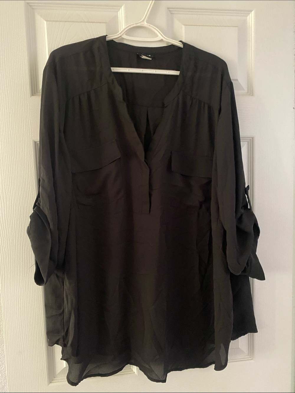 torrid Black V-Neck Roll-Tab Tunic